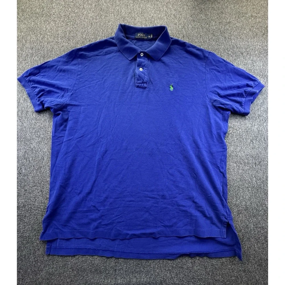 Polo Ralph Lauren Shirt Men XLarge Blue Polo Collared Pullover Cotton Logo Pique